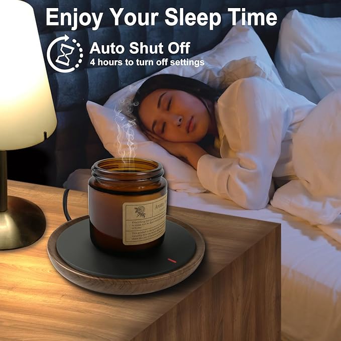 Coffee Mug Warmer, Candle Warmer Plate Wood Grain Style, Wax Melt Warmer for Scented Wax, Electric Coffee Warmer for Desk, Coffee Cup Warmer with Auto Shut Off