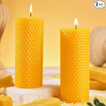 2 Pack Beeswax Pillar Candles, Pure Natural Beeswax Candles, Unscented Bees Wax Candle for Home,Prayer,Dripless Smokeless Organic Pillar Candle (Yellow, 2x5in-2pack)