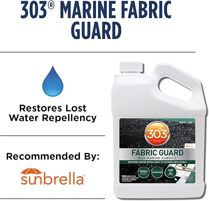 303 Products Marine Fabric Guard – Water Repellent & Stain Shielding Fabric Spray, Safe for All Outdoor Upholstery, Simple & Easy to Use, Protectant Spray for Boats, 1 Gallon