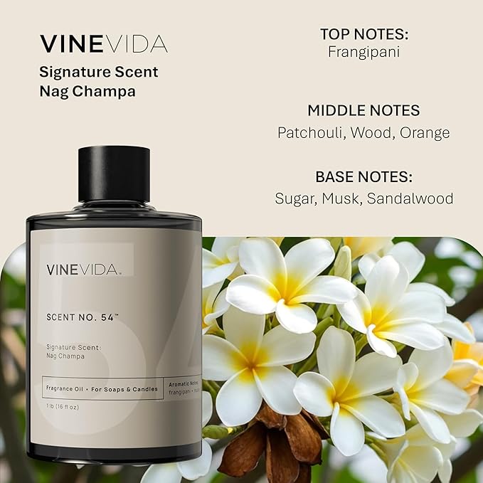 VINEVIDA [16oz] Nag Champa Fragrance Oil for Candle Making - Made in USA Scents for Soap Making - Natural Candle Fragrance Oil