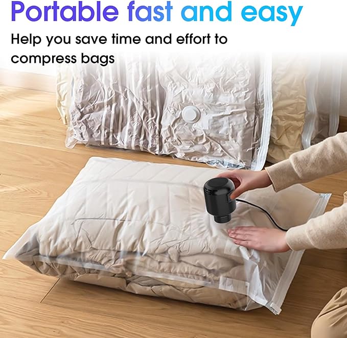 Vacuum Storage Bags Electric Air Pump, Dual-Interface Design Compatible With Various Vacuum Seal Bags For Clothing/Quilts/Blankets