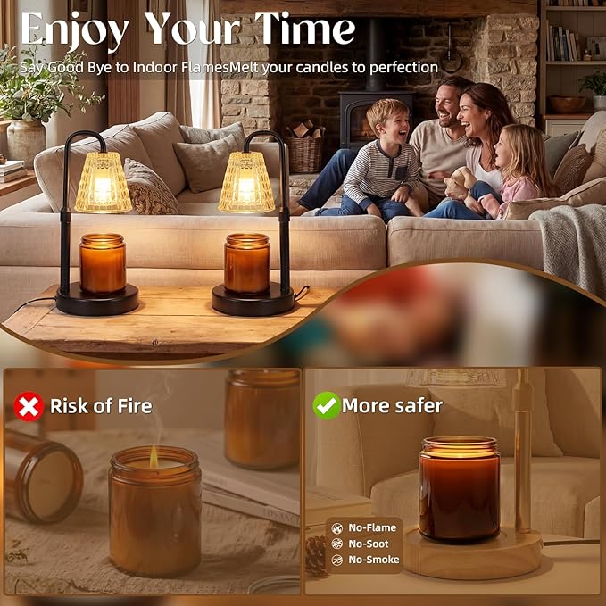 Glimra 2 Pack Candle Warmer Lamp with Timer,Dimmable Candle Warmwr for Jar Candles,Adjustable Cabdle Warmer Birthday Gifts,for Mom Women Friend Sister,Office Apartment Dorm Room Home Decor
