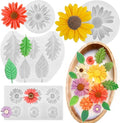 4 Pack Daisy Silicone Molds with Leaf Mold, Set of Large + Medium + Small + Mini Daisy Flower Molds for Candles Wax Soap Epoxy Resin Plaster Fondant Chocolate Cake Cupcake Topper Decoration