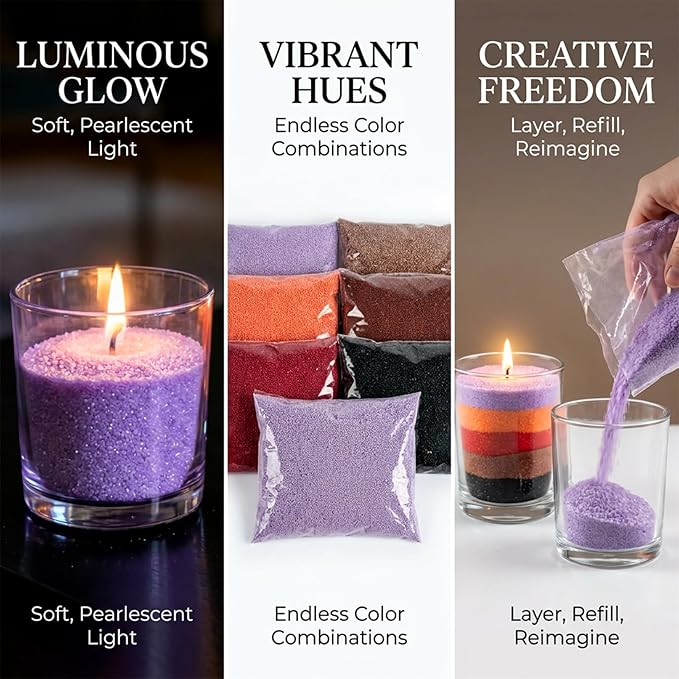 Sukh Candle Sand and Wicks - 430G(0.94lb) Sand Candles with Wicks Purple, Orange, Black, Red, Brown Refillable Candle for Weddings, Parties