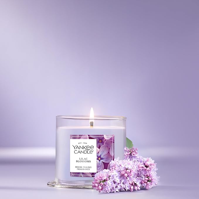 Yankee Candle Small Tumbler Scented Candle, Lilac Blossoms, 4.3 oz, Premium Plant Wax Blend, Up to 40 Hour Burn Time