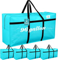 4 Pcs 96 Gallon Extra Large Moving Bags Heavy Duty Storage Bag with Strong Zipper Handle Foldable XXL Jumbo Storage Tote Packing Moving Box for College Dorm Travel Cloth Duffle (Lake Blue)