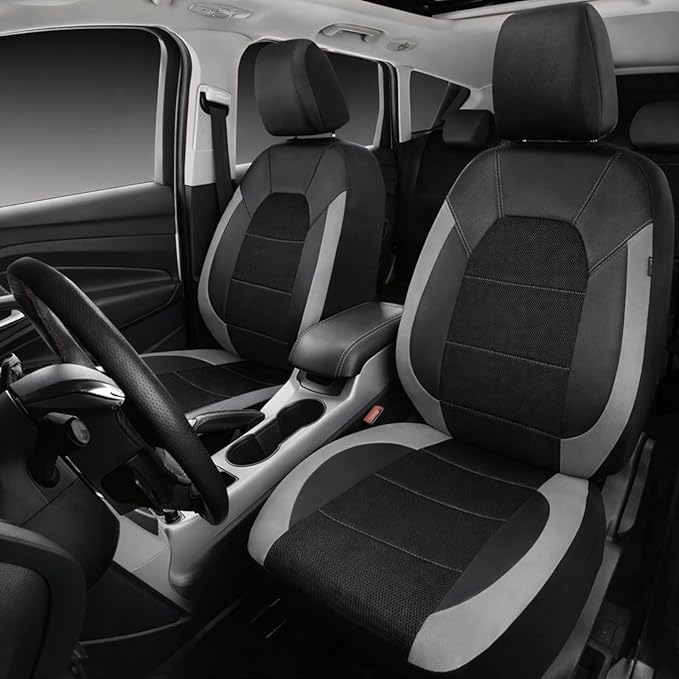 5 Seats Car Seat Covers Full Set for Volkswagen Taos S/SE/SEL/R-Line, Water & Wear Resistant Leather Automotive Seat Cover, Breathable Car Interior Protectors Cushion,B Grey