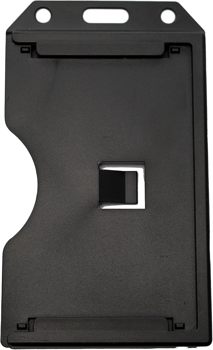 2 Pack - Heavy Duty 2-Sided Rigid Multi Card Holder - Hard Plastic Vertical ID Badge Holders for 2 Standard or Thick Prox Cards, Fuel Card, CAC, Work Badge, or Credit Cards by Specialist ID (Black)