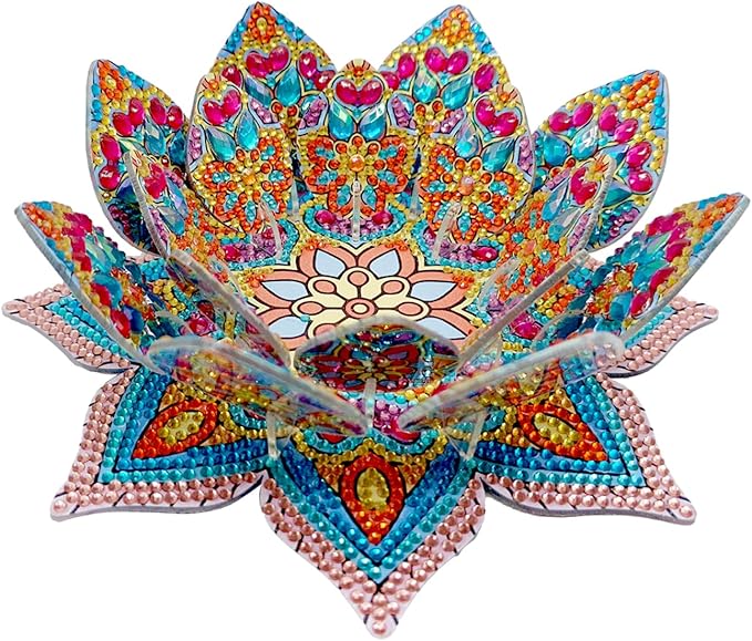5D DIY Diamond Art Painting PVC Flower Candle Holders Tealight/Tea Light/Votive Candle Holder, for Table Centerpiece Home Décor Party Wedding Dinning-Flower02