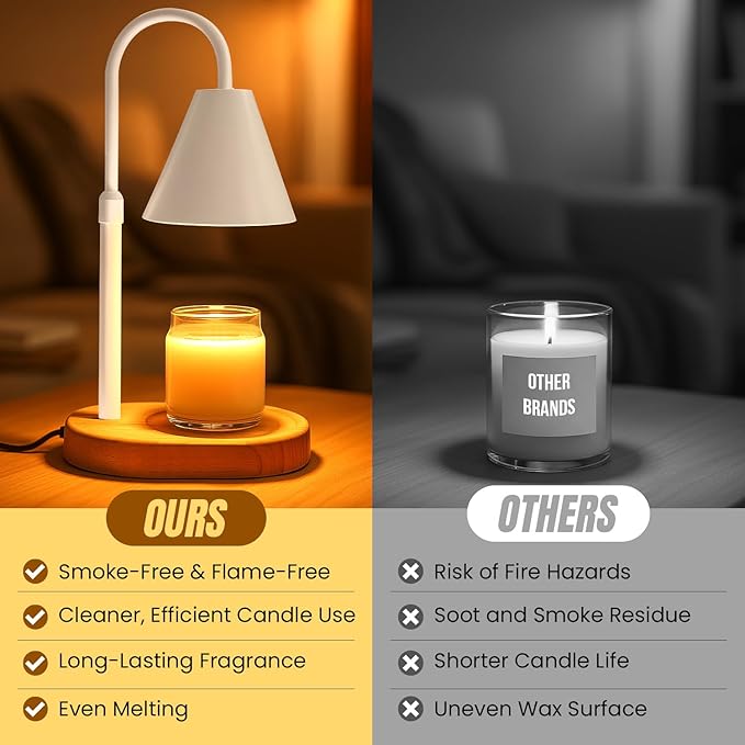 Candle Warmer Lamp with Timer & Dimmable Light – Adjustable Height Candle Melter for Jar Candles – Cozy Home Décor, Christmas, Birthday & Housewarming Gift Ideas for Women, Mom, Sisters, and Friends
