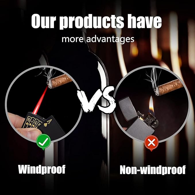 Jet Torch Lighter, Ace Card Red Flame Lighter, Metal Poker Design Windproof Refillable Butane Cool Lighter, Outdoor, Indoor, Camping, BBQ, Candle, Birthday, Gift for Men/Women (Without Gas)
