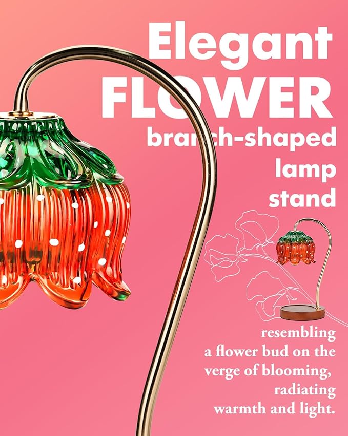 Funistree Strawberry Candle Warmer Lamp, Cute Candle Lamp with Timer & Dimmable, Mothers Day Birthday Gifts for Women Mom, House Warming Gift New Home, Wax Melt Warmer for Yankee Village Candles