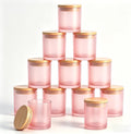 GLATABAM 10 OZ Candle Jars 12 Pack - Bulk Glass Candle Making Jars with Bamboo Lids & Labels, Heat Resistant Empty Reusable Candle Vessel for Containers(Frosted Powder)