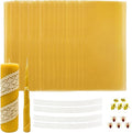 Lacaser Beeswax Sheets for Candle Making Kit, 20 Pcs 8"x16" Pure Bees Wax Made Sheets Equals to 40pcs 8"x8" Beeswax Sheets, Include Bee Ornaments,Cotton Candle Wicks for Bulk Candle Making