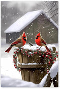 GUAIEUW Snow Lodge Redbird Diamond Painting Kit for Adults, Full Round Diamond Cardinal Bird 5D Diamond Painting DIY Art Crafts for Winter Home Wall Decor Holiday Gift 16x24 Inch