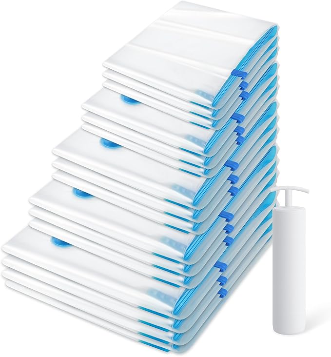 6 Pack Vacuum Storage Bags，Space Saver Bags(6 Jumbo) Compression for Comforters and Blankets, Sealer Clothes Storage, Hand Pump Included