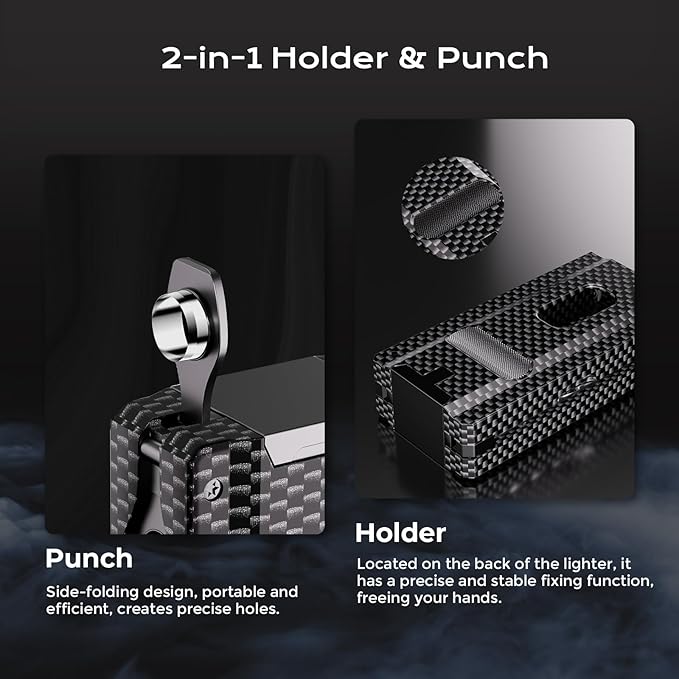 5-in-1 Torch Lighter with Tool, Punch, Holder, Draw Enhancer, Refillable Butane Torch Lighter, Multifunctional Accessories Gift, Windproof Triple Flame Lighters for Candles, Travel, Outdoor
