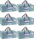 VENO 6 Pack Heavy Duty Moving Bags, Christmas Storage Bins with Lids, Transparent Window Design, Alternative to Moving Boxes, Storage Bags for Clothes, Blankets, Comforters (Light Blue Matte, 6 Pack)
