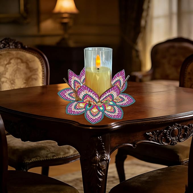 5D DIY Diamond Art Painting PVC Flower Candle Holders Tealight/Tea Light/Votive Candle Holder, for Table Centerpiece Home Décor Party Wedding Dinning-Flower-14
