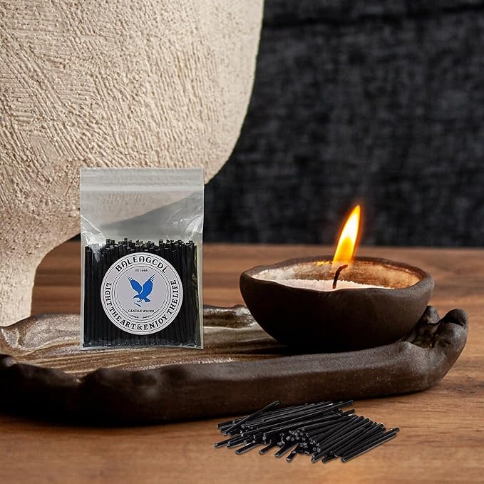 Pearled Candle Wick 2.2 Inch Black Cotton Wicks 200-Pack Premium Metal-Free & Lead-Free Candle Wicks for Candle Making