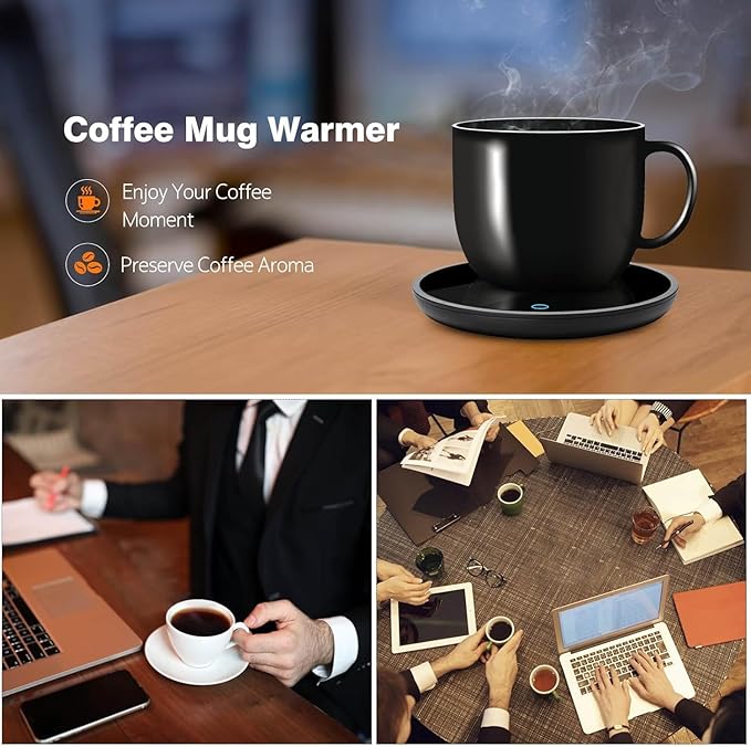 Mug Warmer, Candle Warmer Plate, 2-Temp Settings Coffee Mug Warmer, Portable Coffee Cup Warmer, Coffee Warmer for Desk Suits for Various Mugs, Automatic Shut Off, Gift for Mom