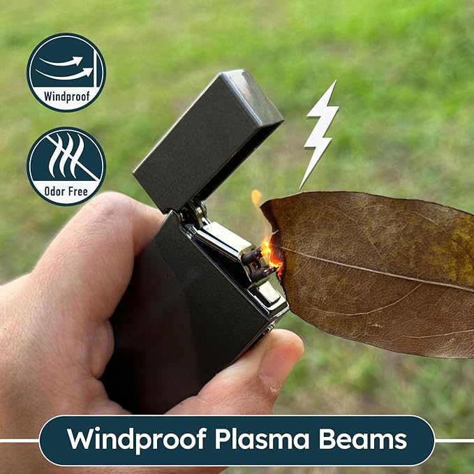 Lighter - Electric Lighter Windproof Double ARC Plasma Lighter USB Rechargeable with Battery Indicator - S2000 (Silver.2000)