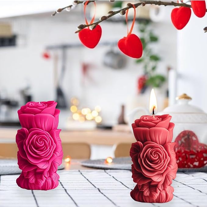 Rose Bouquet Silicone Molds, 3D Rose Resin Candle Molds, Silicone Molds for DIY Handmade Soaps, Clay Craft, Epoxy Resin Crafts, Birthday Gifts, Valentine's Day Gifts & Home Decorations(B)