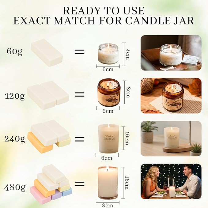 KEARLGMBH Wax Melter for Candle Making, Soy Candle Making Kit with Wax Melting Pot, DIY Candles Making Supplies Including 1lbs Soy Wax, Candle Wax Melter, Stirring Spoon, Wicks, and Centering Device