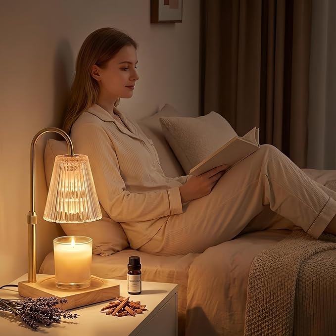 Dimmable Candle Warmer Lamp with Timer Electric Decor Candle Warmer for House Warming Candle Light for Jar Candles Wax Melt Warmer Presents for Women Mom Birthday Festival (Gold)