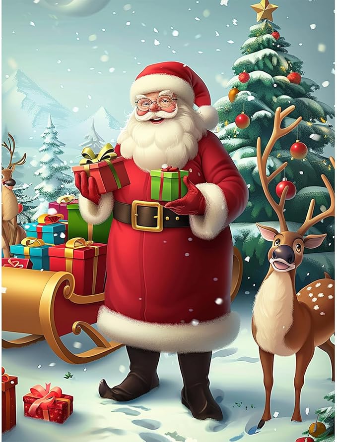 DOMROM Christmas Diamond Painting Kits, Santa Claus 5D Diamond Art Kits,Gem Art Painting with Diamonds Dots, Arts and Crafts for Beginners Adult Wall Decor 12 x 16inch