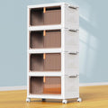 4 Tier Plastic Storage Bins with Lid 23QT, Stackable Storage Containers with Wheels, Folding Storage Boxes, Stackable Storage Bins, Organizers and Storage for Living Room,Office,Dorm