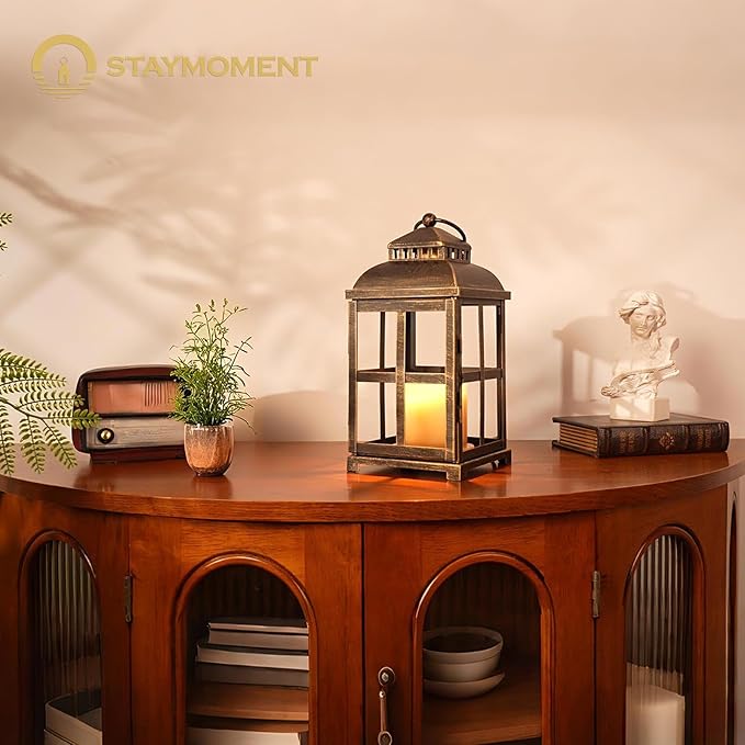 Candle Warmer Lamp with Timer: 11" Farmhouse Large Candle Warmer Lantern for 3 Wick Jar Candles Black Rustic Home Decor Electric Dimmable Wax Melter
