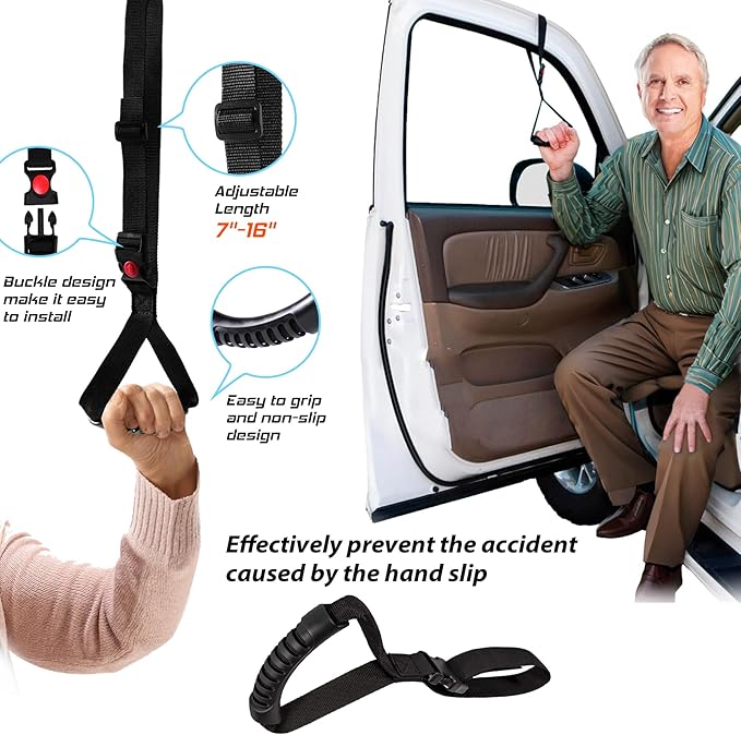 4pc Mobility Standalone Kit:Car Door Assist Handle for Elderly & Adjustable Standing Aid Safety Handle & Liberty Lift Assist with Hook Gift for Seniors, Disabled, Pregnant to Convenient Travel