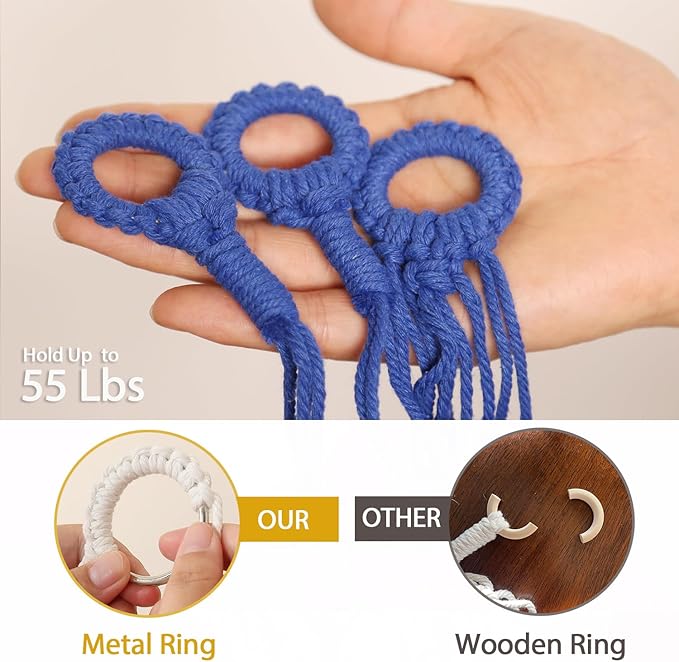 YKBU Stuffed Animals Hammock Corner Hanging Net for Macrame Stuffed Animal Storage Plush Toy Holder Toy Organizer for Boho Nursery Playroom Bedroom Kids Room Decor (blue, Large)