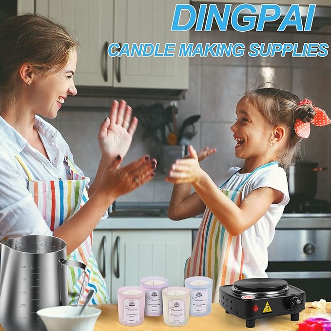 DINGPAI Hot Plate for Candle Making, Black Color Electric Hot Plate for Melting Wax, Chocolate, Candy and More
