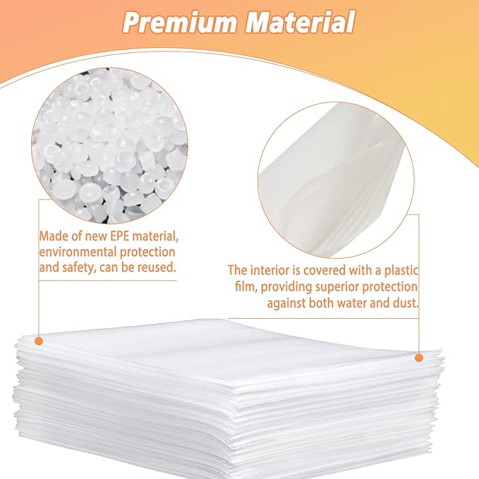 100 Pack 12'' x 16'' Cushion Foam Pouches, Moving Supplies for Dishes, Packing Materials for Dishes & Cups, Glass Packing Paper and Plate Protectors for Moving(300x400x0.5MM)