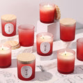 REISEN 12Pcs Gradient Red Candle Jars for Making Candles, 10oz Glass Jars with Bamboo Lids, Candle Wick Kit and Sticky Warning Labels, Candle Containers Vessels for DIY Gifts