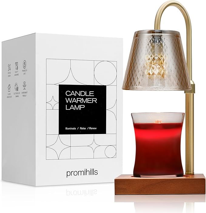 Candle Warmer Lamp with Timer (2H/4H/8H), Adjustable Height Dimmable Wax Melting Lamp for Jar Candles, Electric Candle Lamp for Home Decor, Ideal Gift for Candle Lovers (Amber)
