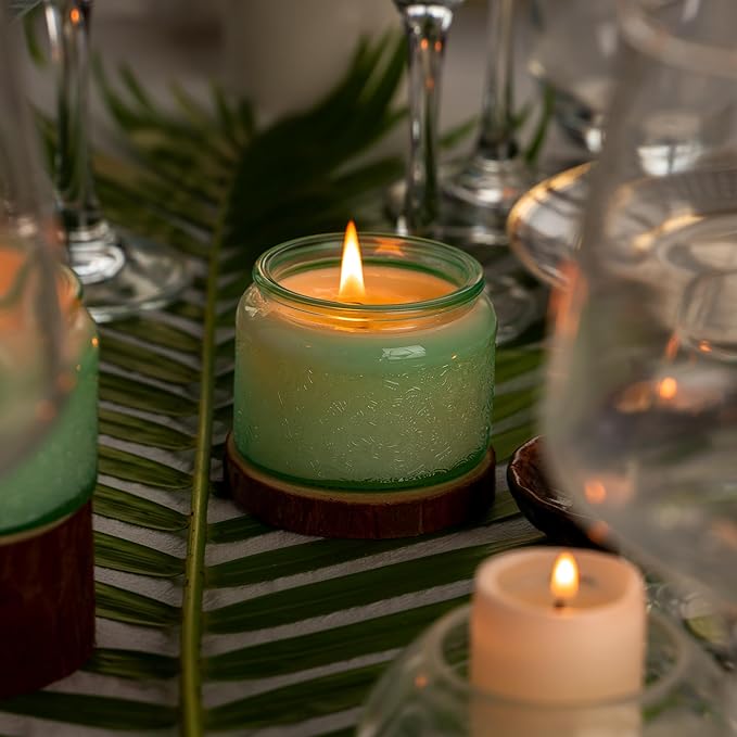 18-Pack 4oz Embossed Glass Candle Container with Bamboo Lids and Labels, Green Candle Jars for Making Candles, Mandala Design