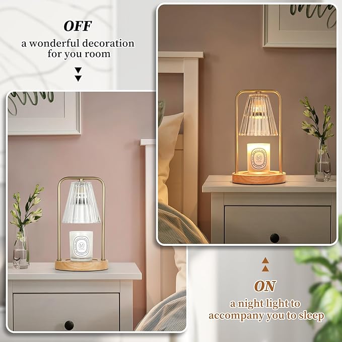 2-Pack Candle Warmer Lamps with Timer, Electric Candle Lamp Warmer for Jar Candles, Dimmable Wax Melt Warmer with 4 Bulbs, Mom Birthday House Warming Gift New Home, Vintage Home Decor