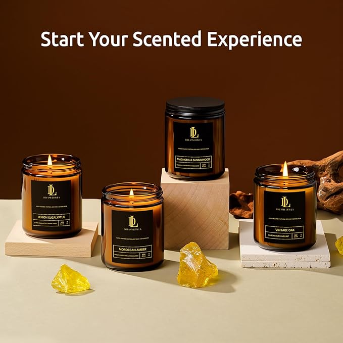 Scented Candles for Men, Moroccan Amber Candle for Home, Soy Wax Candles Gift for Birthday Father's Day Thanksgiving Day Anniversary