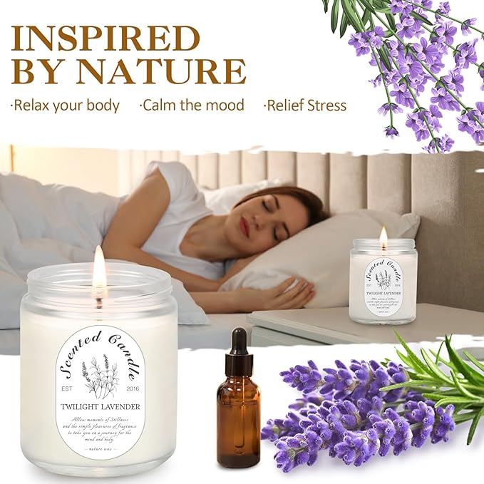 Lavender Candle Gift Set, 4 Pack Soy Wax Scented Candles for Home – Lavender, Sage & Ponderosa Pine – Aromatherapy Candles for Relaxation, Stress Relief & Gifts for Women
