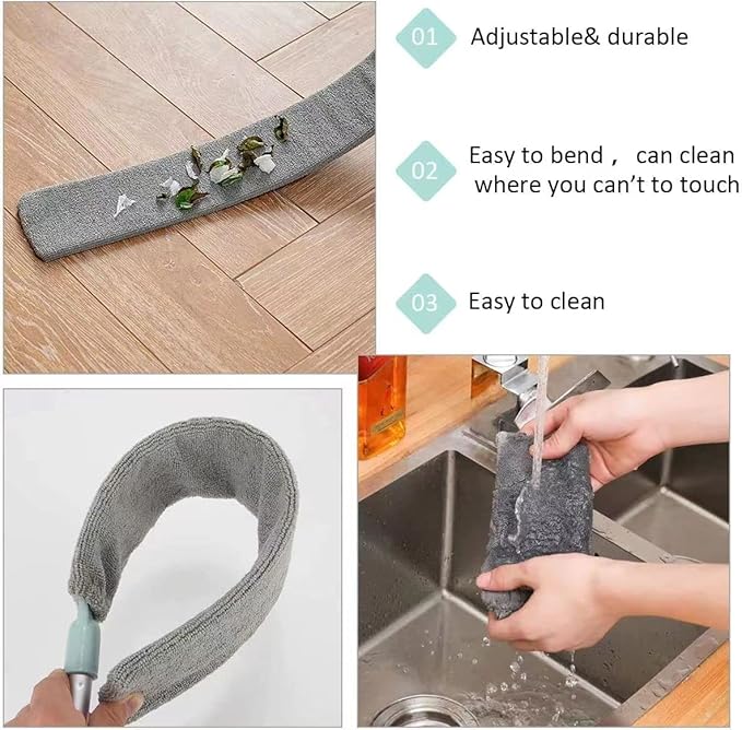 Dust Cleaner Microfiber Duster, Gap Dust Cleaning Artifact with Extension Pole & Bendable Head, Washable Extendable Gap Dusters for Sofa Bed Furniture Bottom,Ceiling Fan,Blinds (Duster)