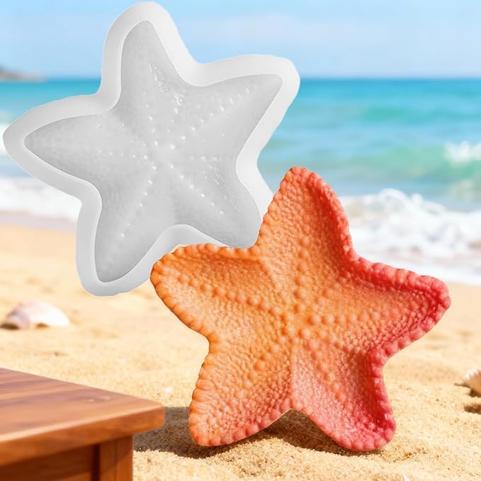 1 Pc Exquisite Starfish-Shaped Silicone Tray Mold Unique Storage Container Epoxy Resin Casting Mold for DIY Jewelry Small Ornaments Home Decorations Candlesticks Soap Dishes Art Crafts