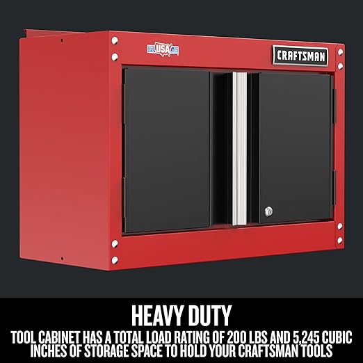 CRAFTSMAN Garage Storage Cabinet, Metal, Wall Mounted, 2-Door (CMST21802RB)