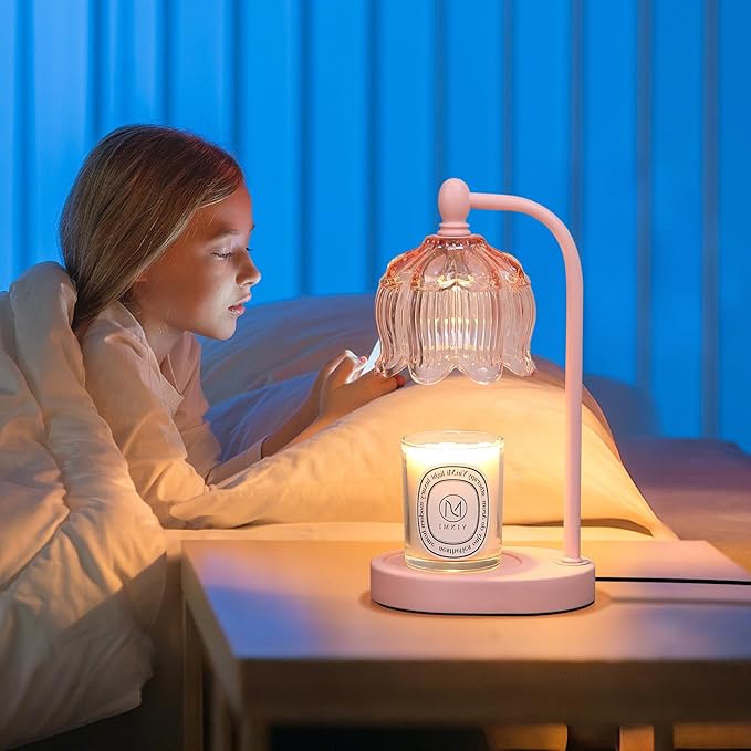 MEIXISUE Pink Candle Warmer Lamp with Timer and Dimmer,Mother's Day Gifts for Mom/Wife, Melt Wax Warmer Lamp with 2 Bulbs for Candle Jars House Warming New Home Decor