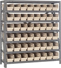 Quantum Storage Systems 1239-101IV Steel Shelving Unit with 4" Shelf Bins, 12" D x 36" W x 39" H, Ivory