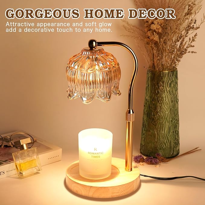 Funistree Candle Warmer Lamp for Yankee Jar Candles, Height Adjustable Candle Warming Lamp with Timer, Birthday Gifts for Women Her Wife, Mom Gifts, House Warming Gift New Home Decor
