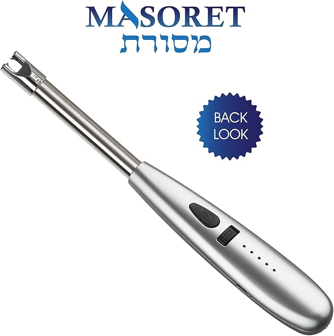 Electronic Shabbat Candle Lighter, with Long Flexible Neck, Windproof Flameless, Rechargeable with USB Charging and Safe Button