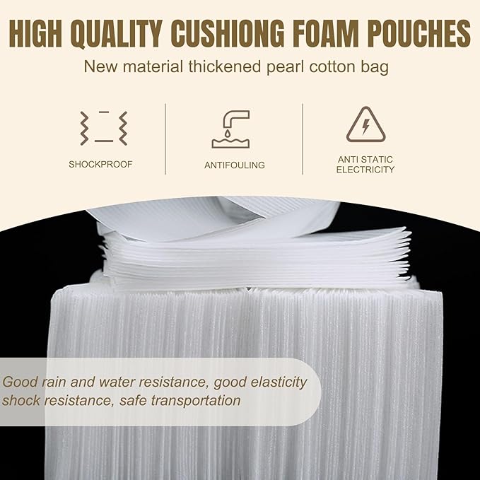 50 Pack 16'' x 20'' Large Cushion Foam Pouches, Foam Wrap Pouches for Extra Protect Fragile Items, Cushioning Packing Foam Pouches for Shipping, Moving and Storage(400x500x0.5MM)